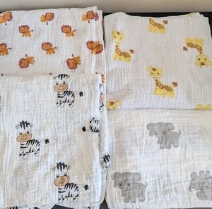 Animal Print Baby Muslin Blankets